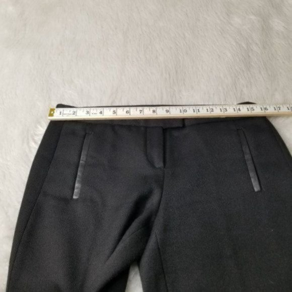 Maje Solid Black Slim Fit Lamb Leather Trim Mid-Rise Dress Pants Medium - Picture 9 of 12